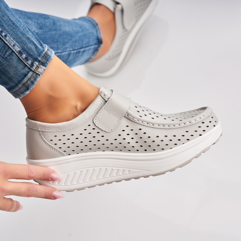 Poze Mocasini dama Piele Naturala Gri Haya