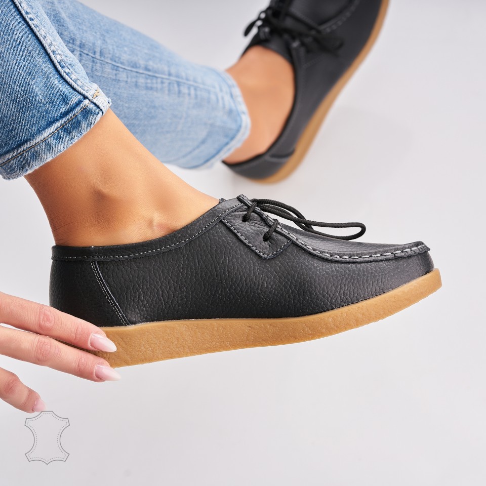 Poze Mocasini dama Piele Naturala Negri Harla