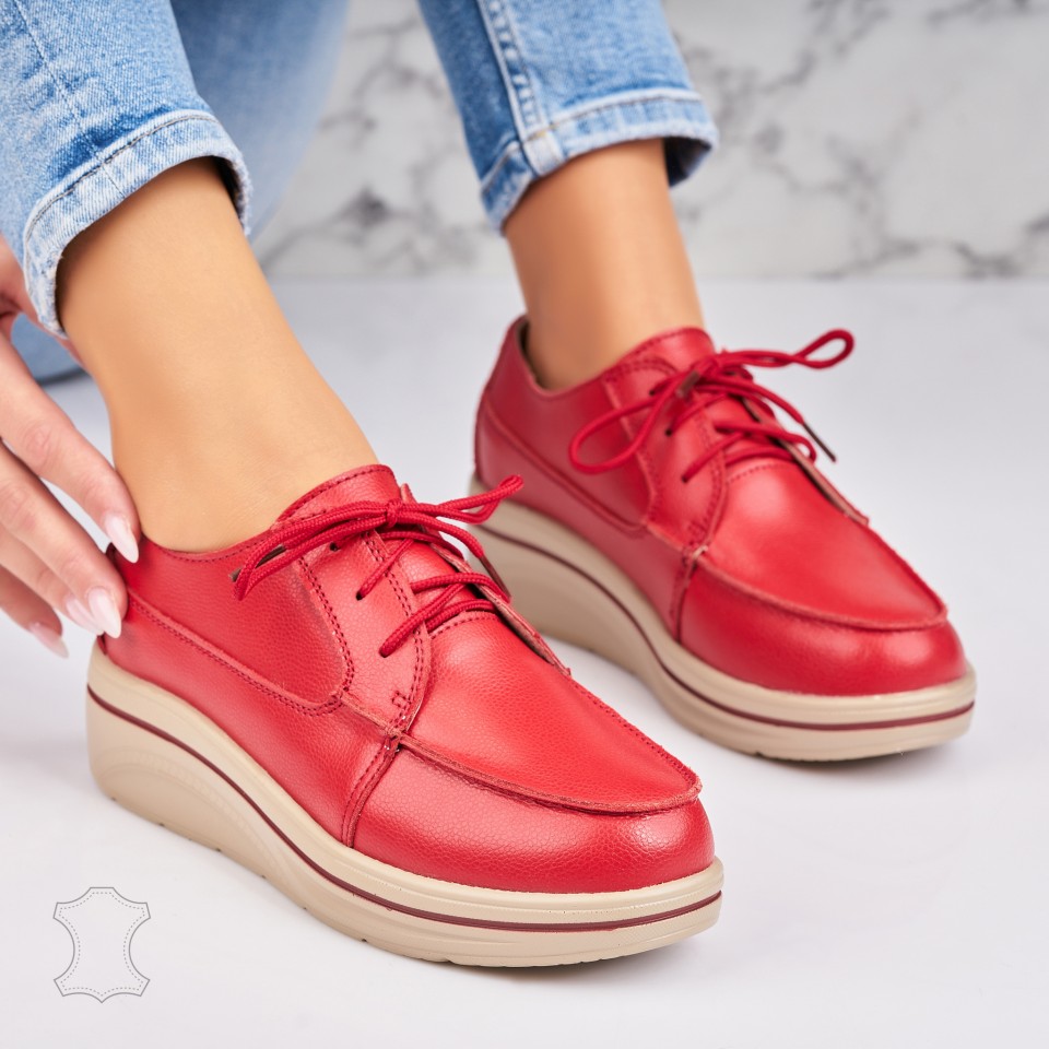 Poze Mocasini dama Piele Naturala Rosii Bedia