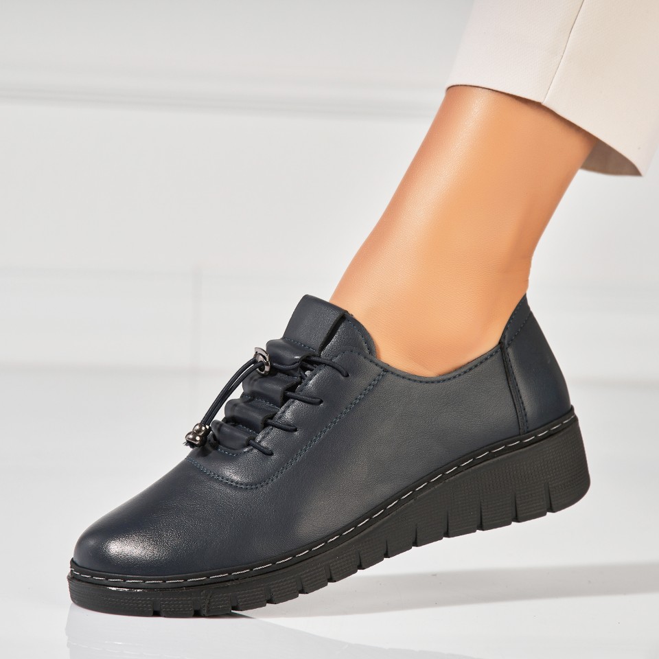 Poze Pantofi dama casual Albastri din Piele Ecologica Ettel