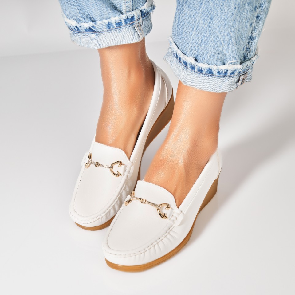 Poze Pantofi dama casual Albi din Piele Ecologica Aanya