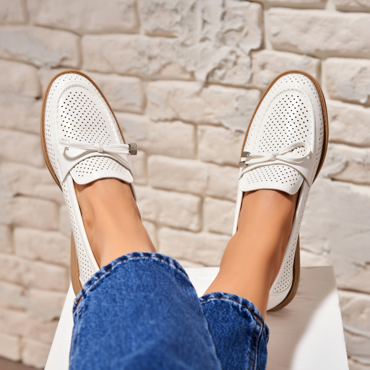 Poze Pantofi dama casual Albi din Piele Ecologica Bayne