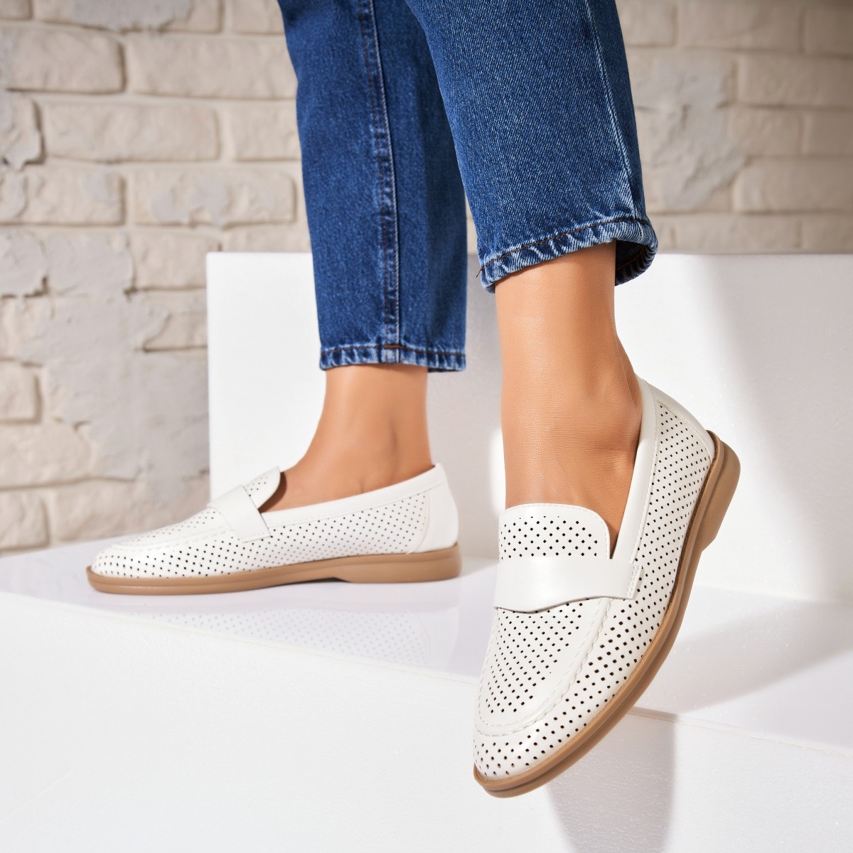 Poze Pantofi dama casual Albi din Piele Ecologica Mykia