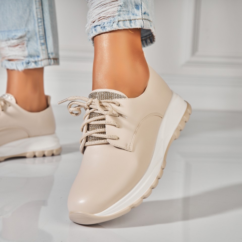 Poze Pantofi dama casual Bej din Piele Ecologica Elisa