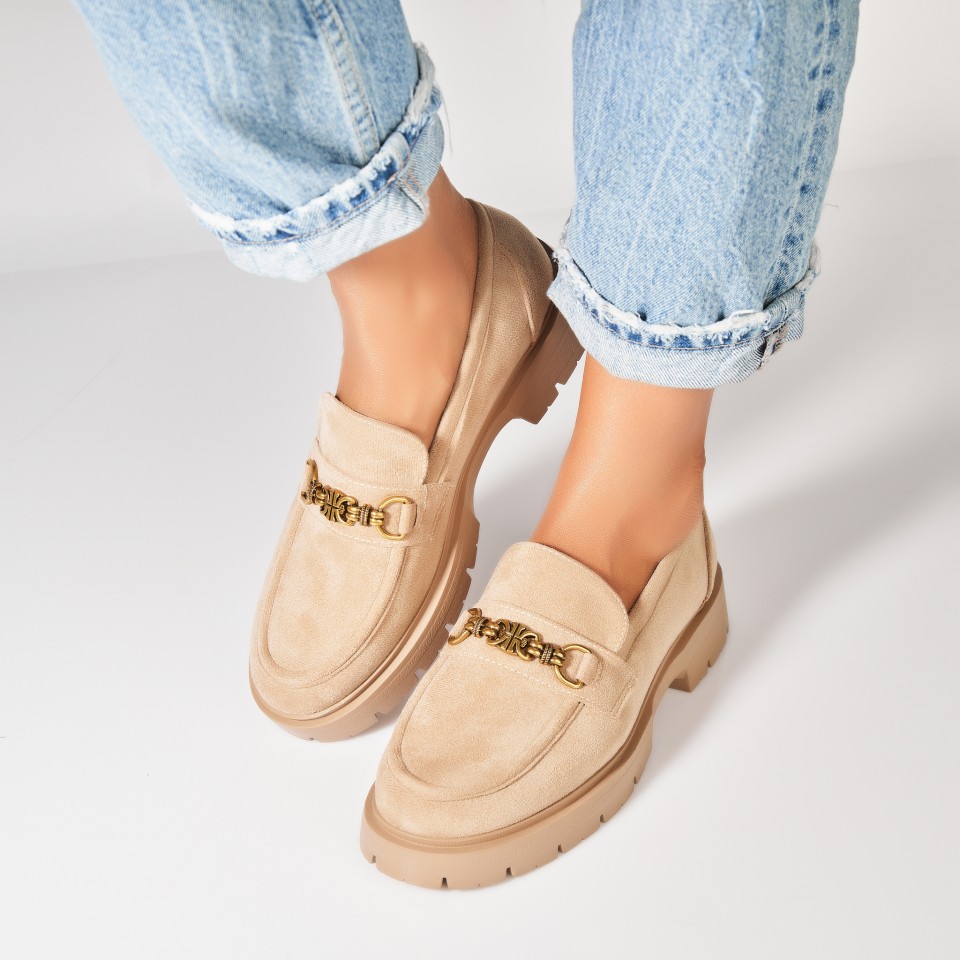 Poze Pantofi dama casual Bej din Piele Ecologica Intoarsa Nandhi2