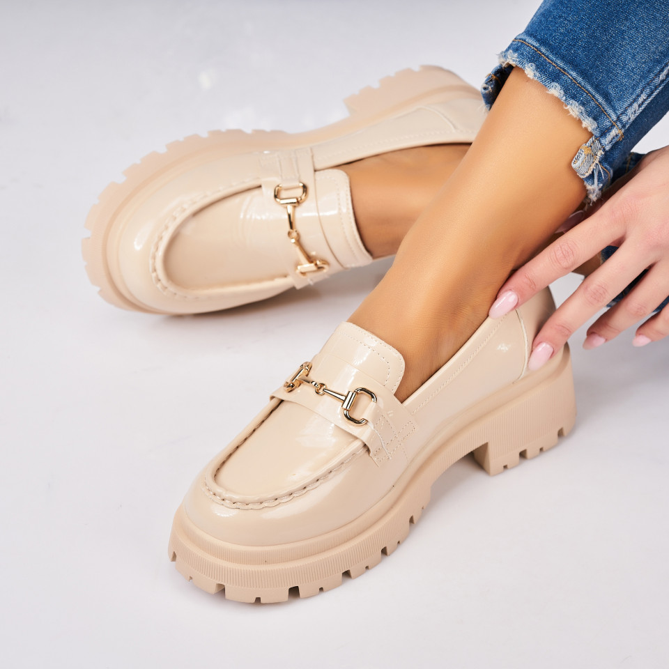  Pantofi dama casual Bej din Piele Ecologica Lacuita Rayan2 A3854 