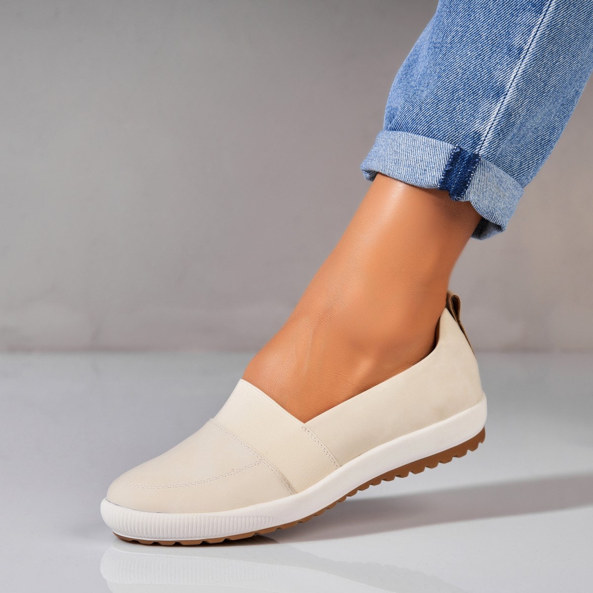 Poze Pantofi dama casual Bej din Piele Ecologica Olesia