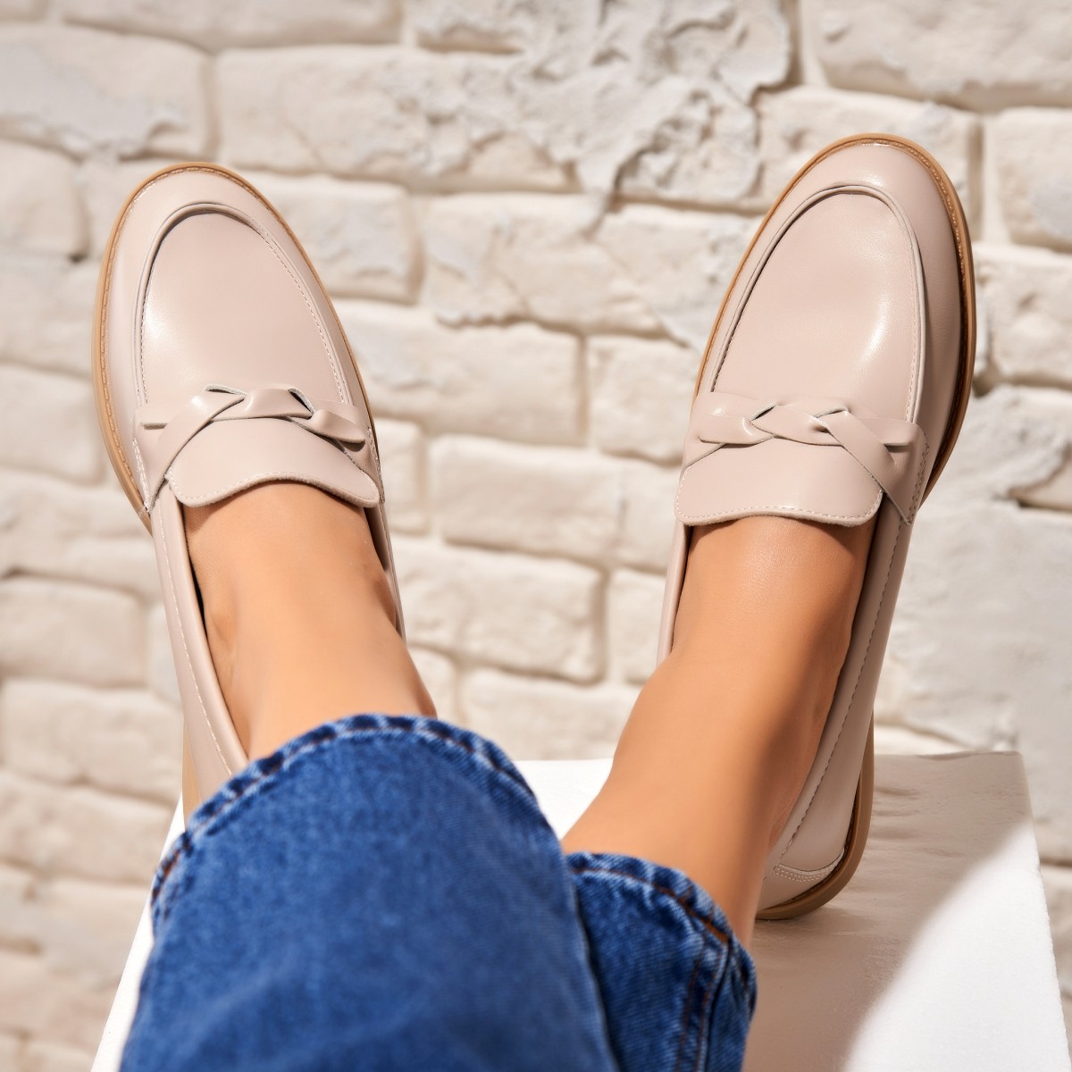 Poze Pantofi dama casual Bej din Piele Ecologica Osmara