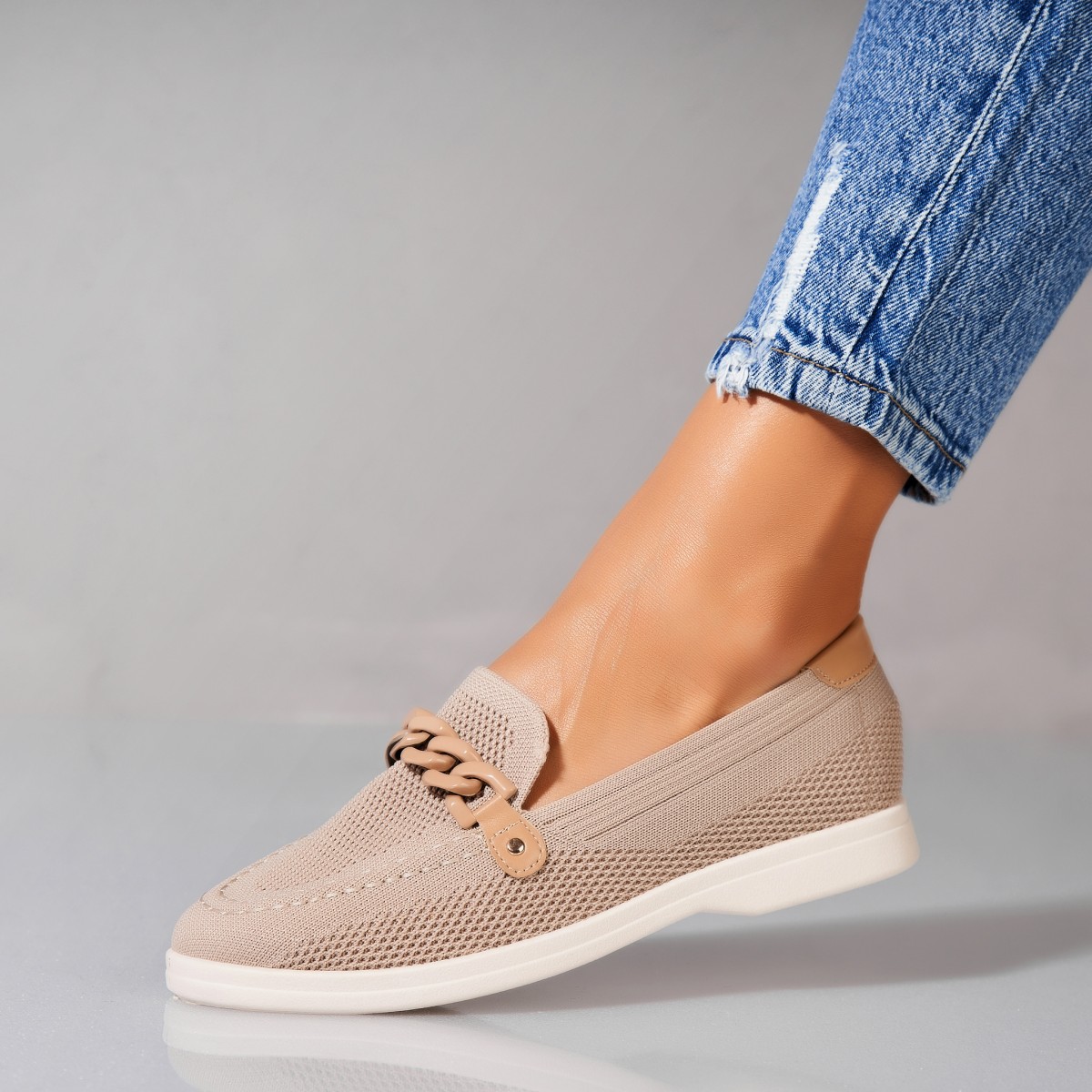 Poze Pantofi dama casual Bej din Textil Yuni