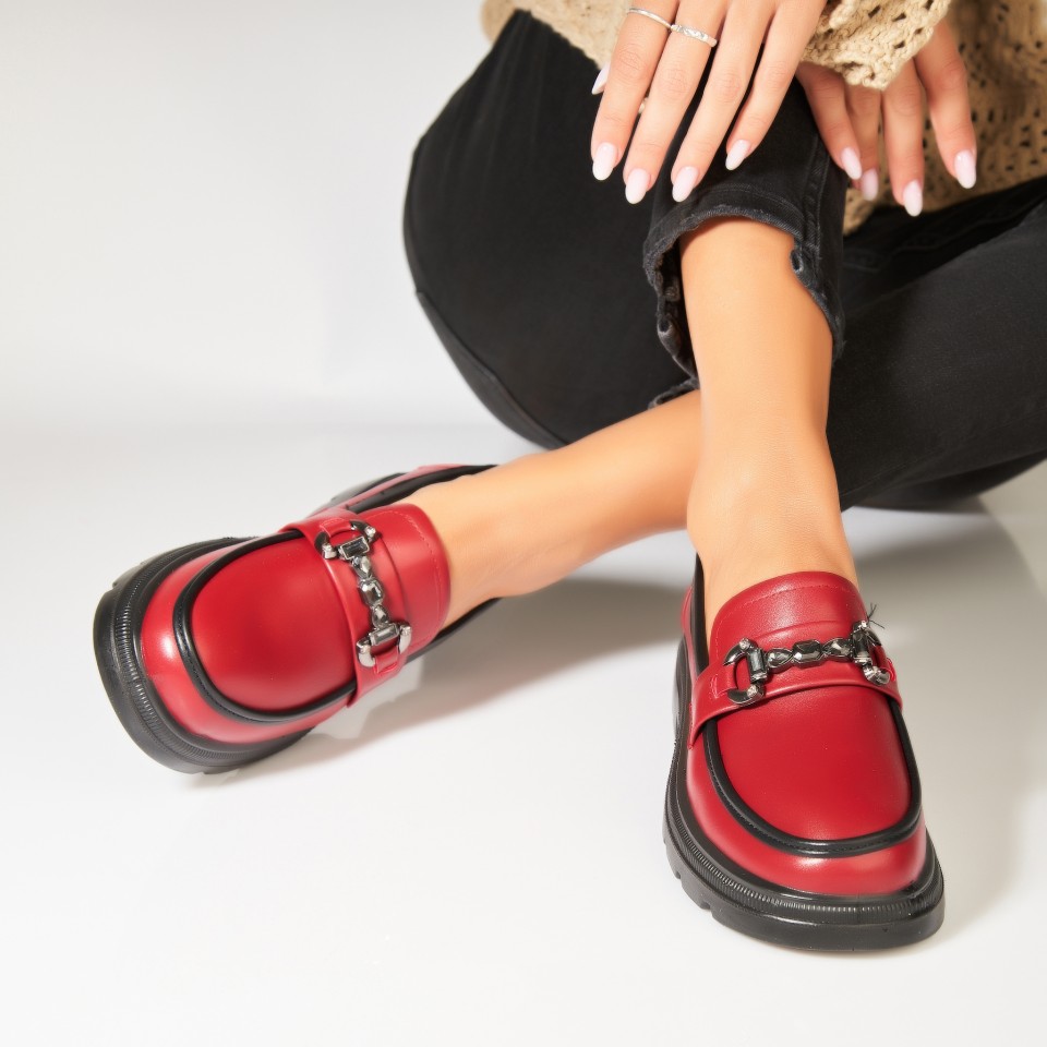 Poze Pantofi dama casual Bordo din Piele Ecologica Lyddie