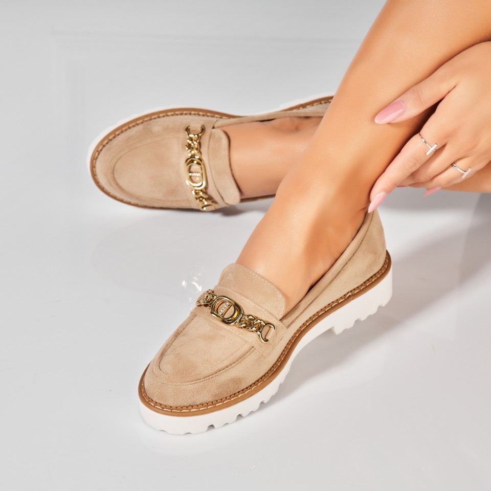 Poze Pantofi dama casual Kaki din Piele Ecologica Intoarsa Navya