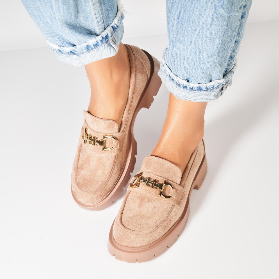 Poze Pantofi dama casual Kaki din Piele Ecologica Intoarsa Ruyia