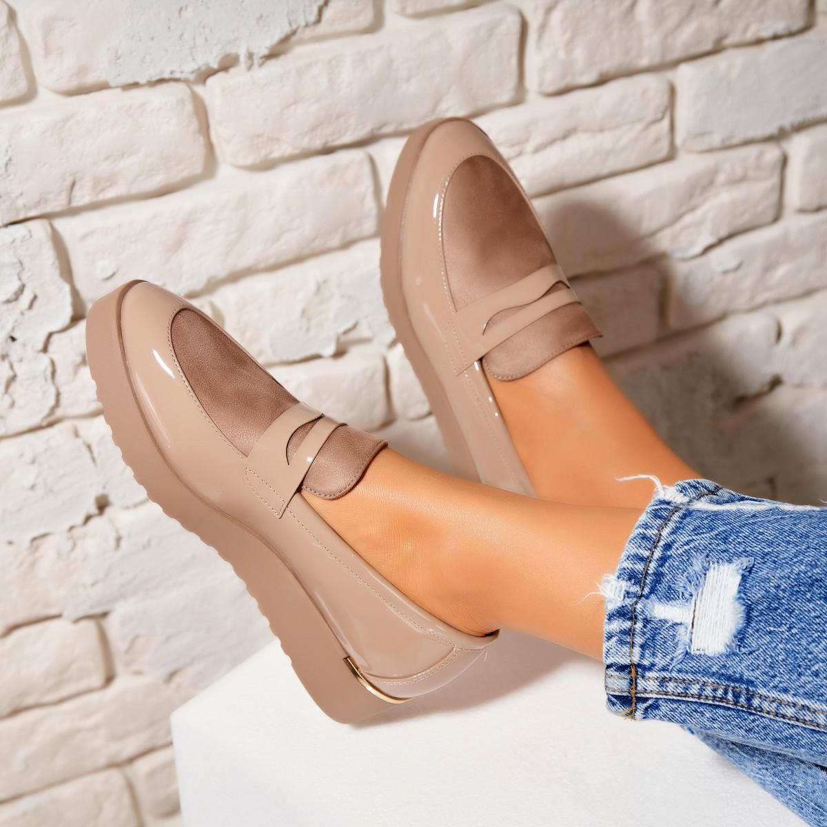 Poze Pantofi dama casual Kaki din Piele Ecologica Lacuita Rozy