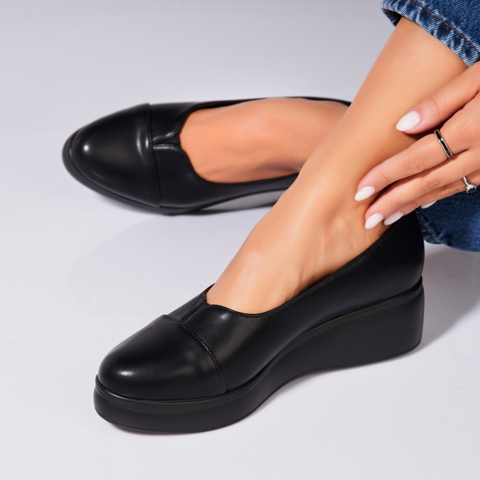 Poze Pantofi dama casual Negri din Piele Ecologica Aerin