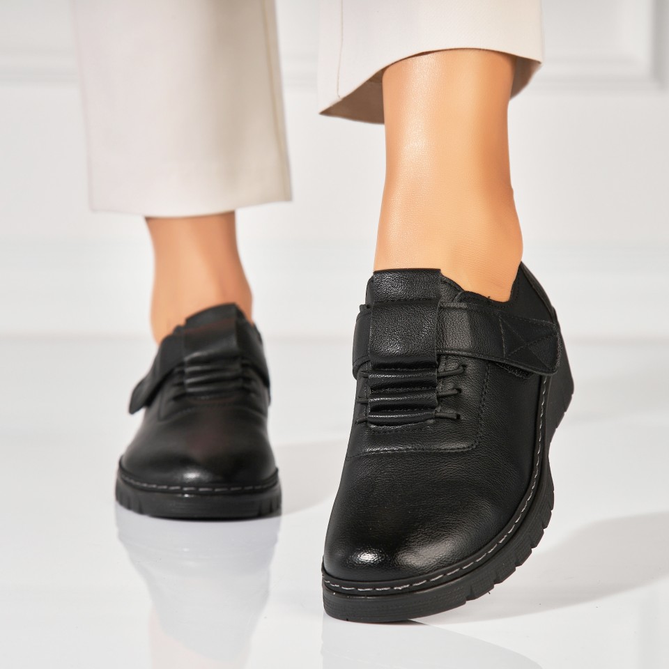 Poze Pantofi dama casual Negri din Piele Ecologica Azya