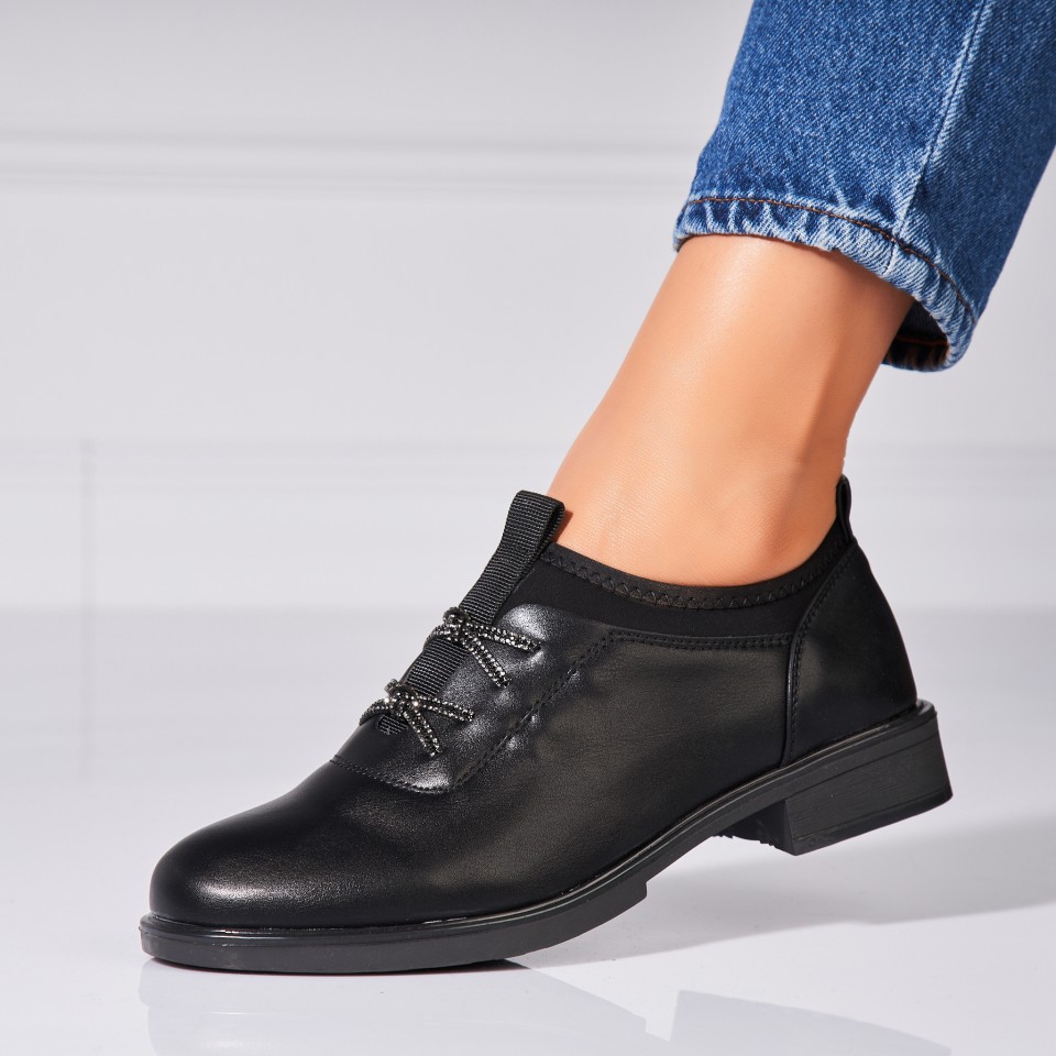 Poze Pantofi dama casual Negri din Piele Ecologica Ekram
