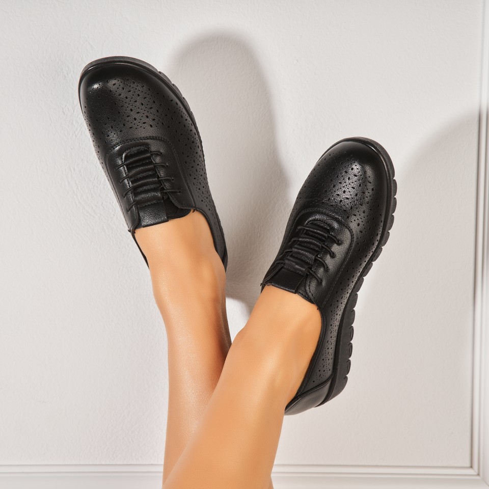 Pantofi dama casual Negri din Piele Ecologica Ilya