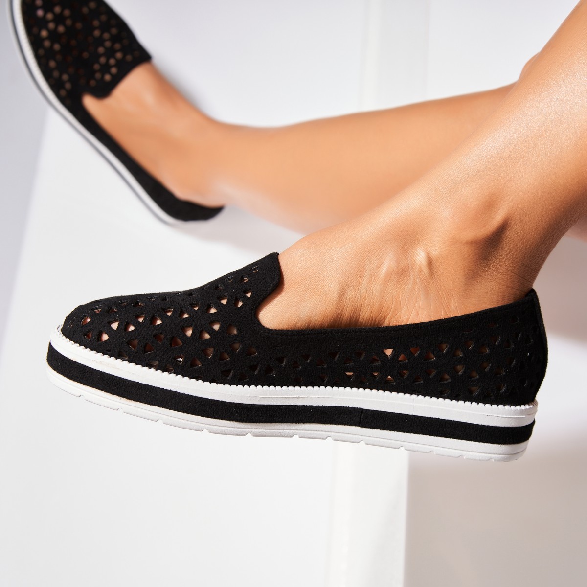 Poze Pantofi dama casual Negri din Piele Ecologica Intoarsa Marisol