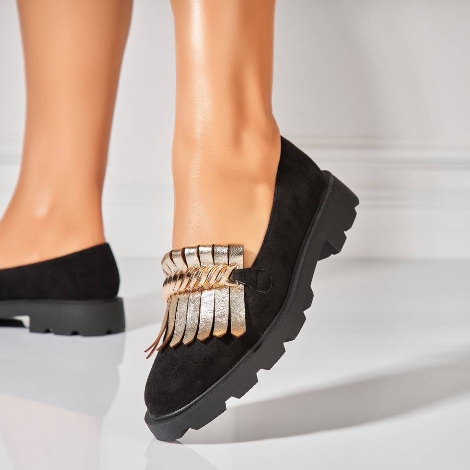 Poze Pantofi dama casual Negri din Piele Ecologica Intoarsa Vania