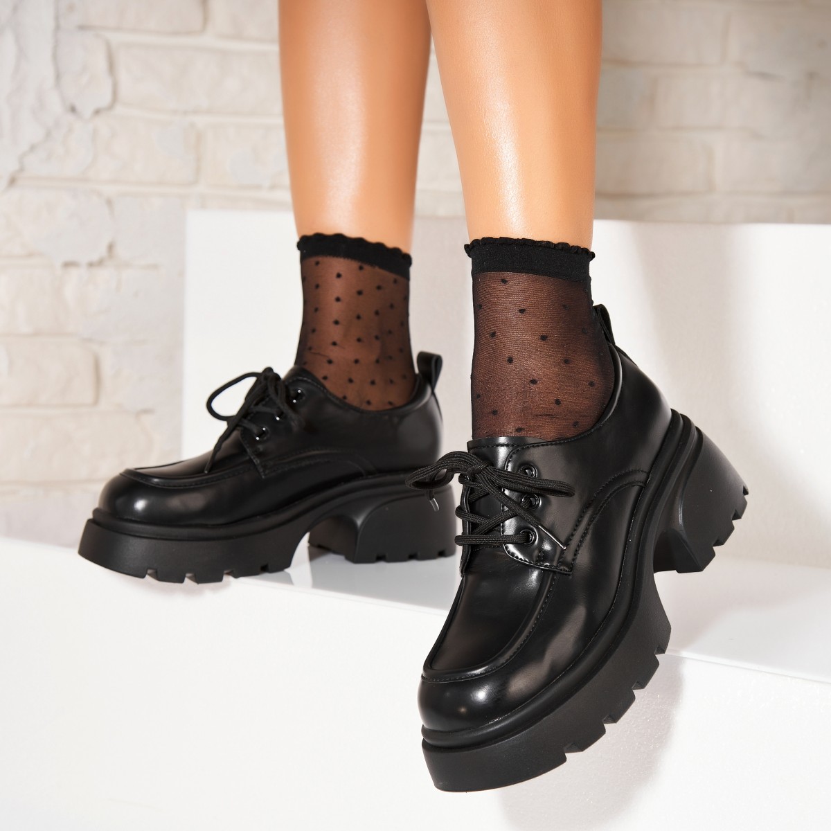 Poze Pantofi dama casual Negri din Piele Ecologica Kaice