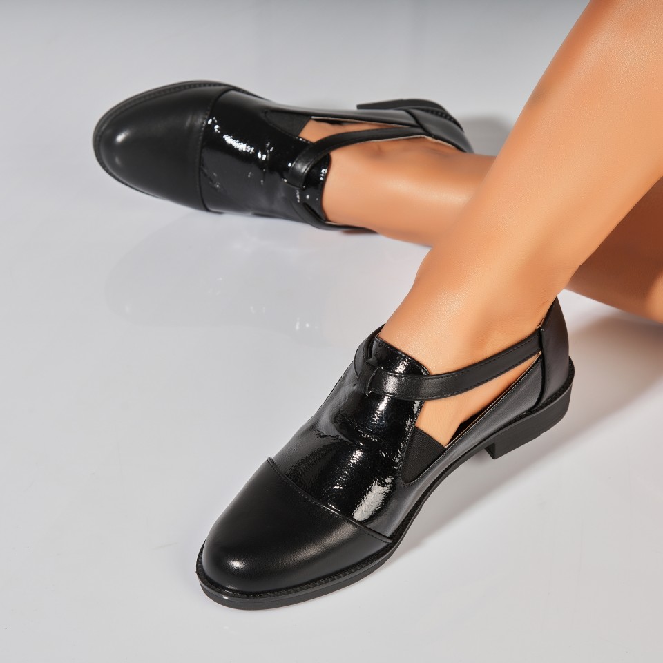 Poze Pantofi dama casual Negri din Piele Ecologica Lacuita Nisreen