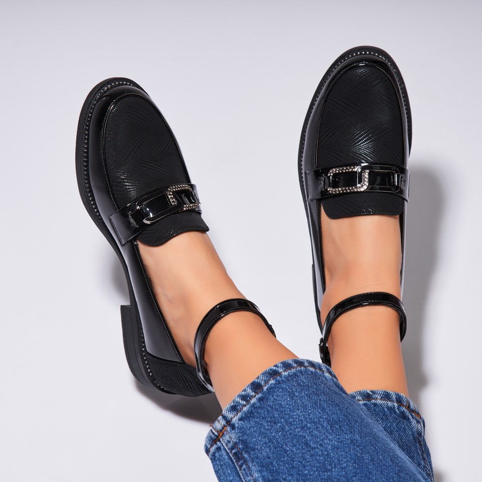 Poze Pantofi dama casual Negri din Piele Ecologica Lacuita Shein