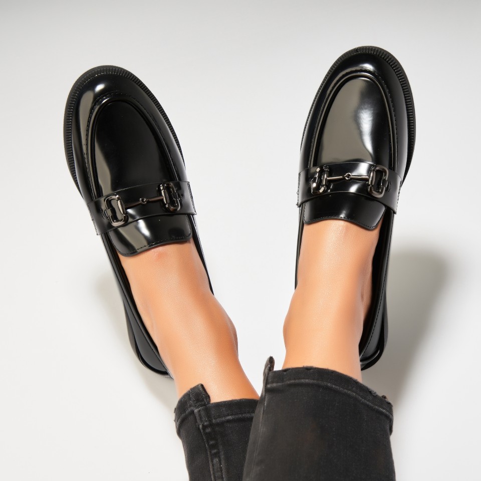 Poze Pantofi dama casual Negri din Piele Ecologica Lacuita Shreya2