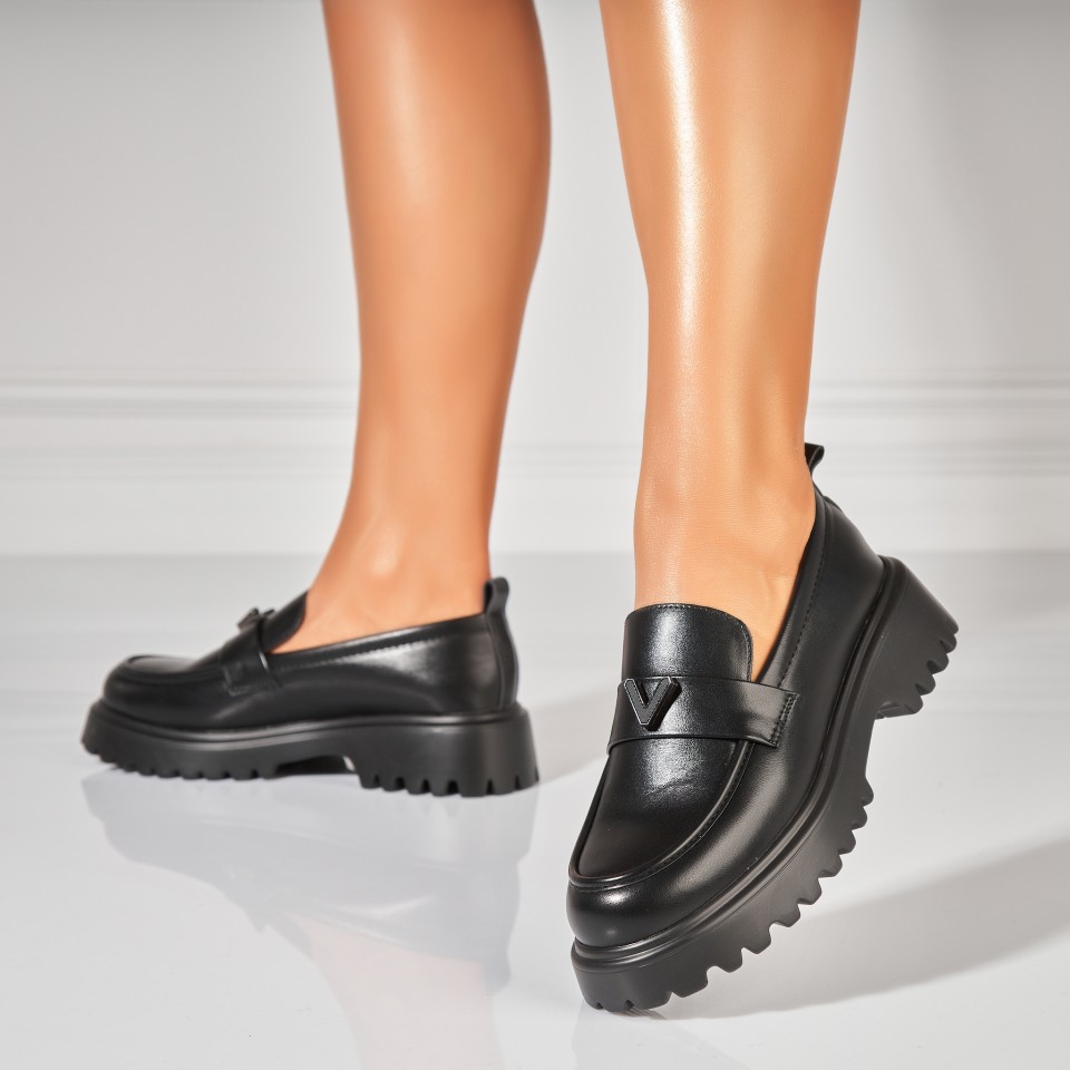 Poze Pantofi dama casual Negri din Piele Ecologica Renny