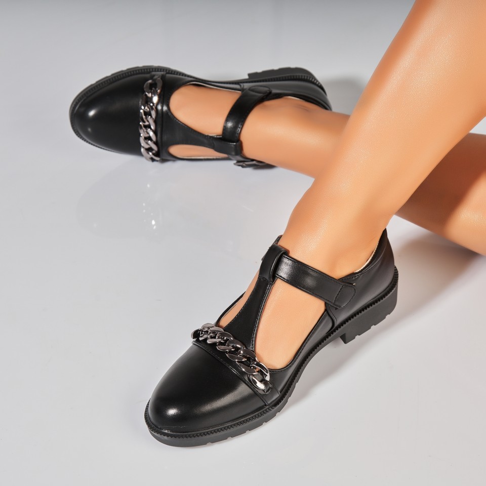 Poze Pantofi dama casual Negri din Piele Ecologica Sinan