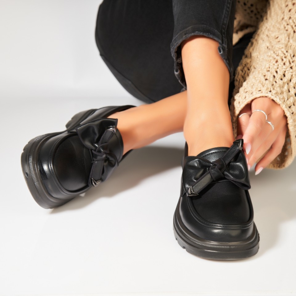 Poze Pantofi dama casual Negri din Piele Ecologica Zendaia