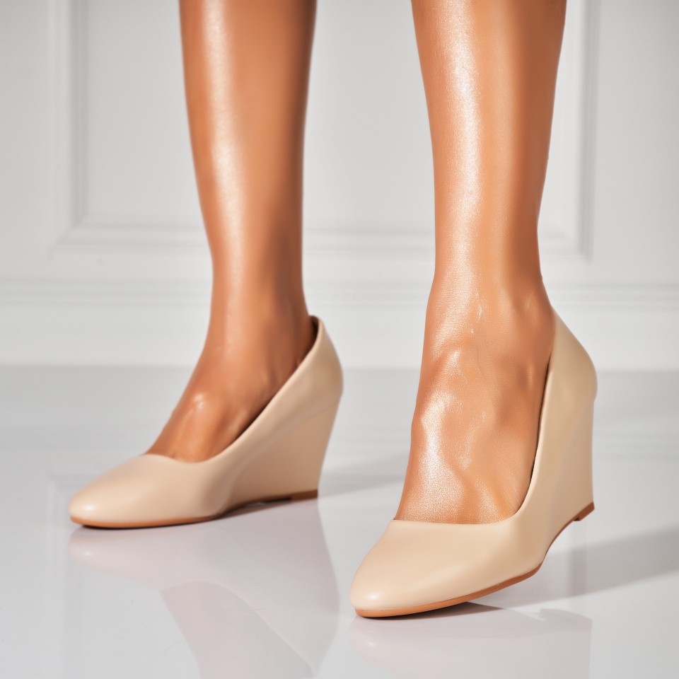 Poze Pantofi dama cu platforma Bej din Piele Ecologica Ezrie
