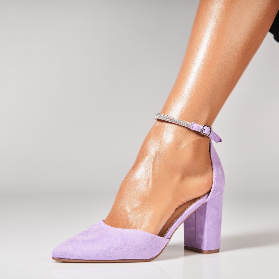 Poze Pantofi dama cu toc Mov din Piele Ecologica Intoarsa Calla