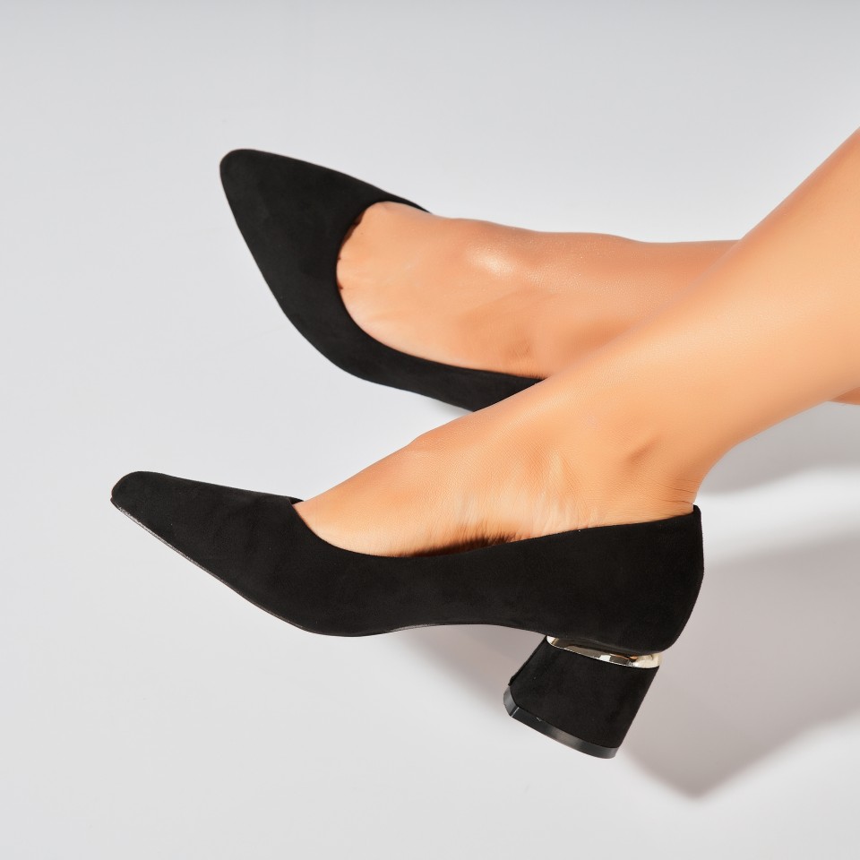 Poze Pantofi dama cu toc Negri din Piele Ecologica Intoarsa Eniya2