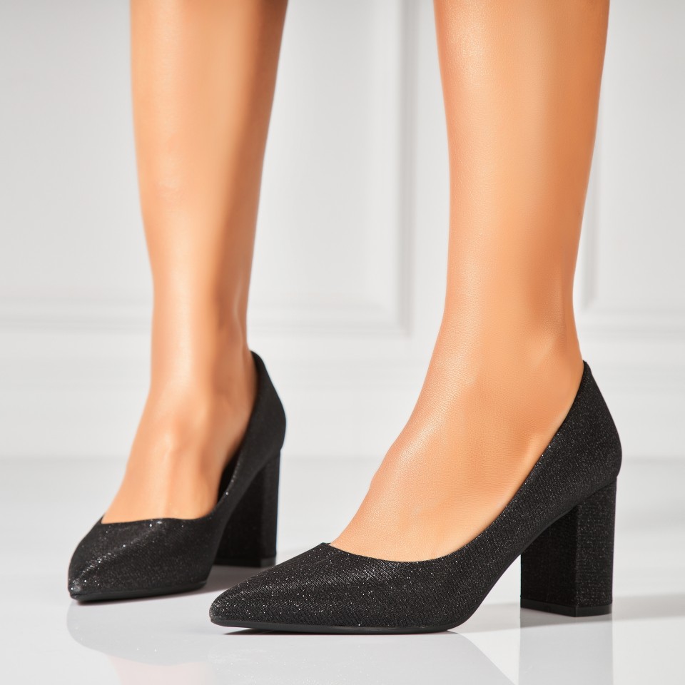 Poze Pantofi dama cu toc Negri din Textil Crosley