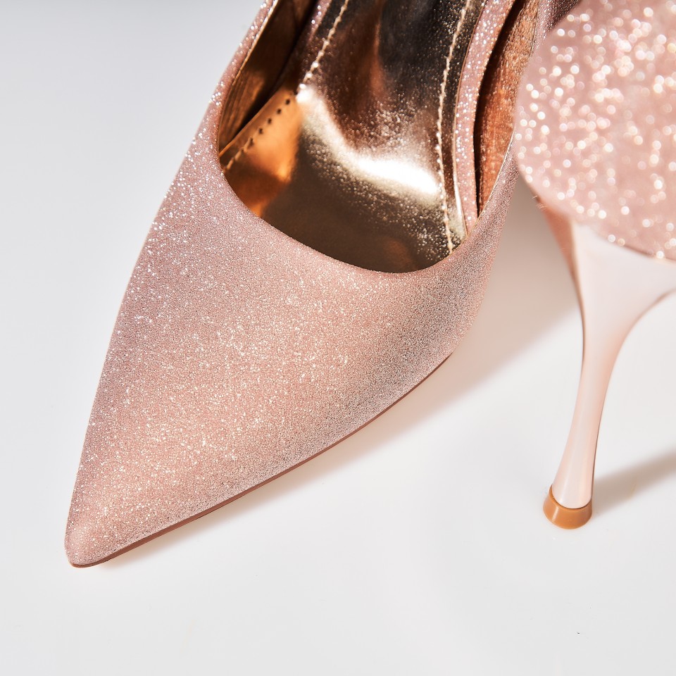 Poze Pantofi dama stiletto Roz Auriu din Glitter Adilia