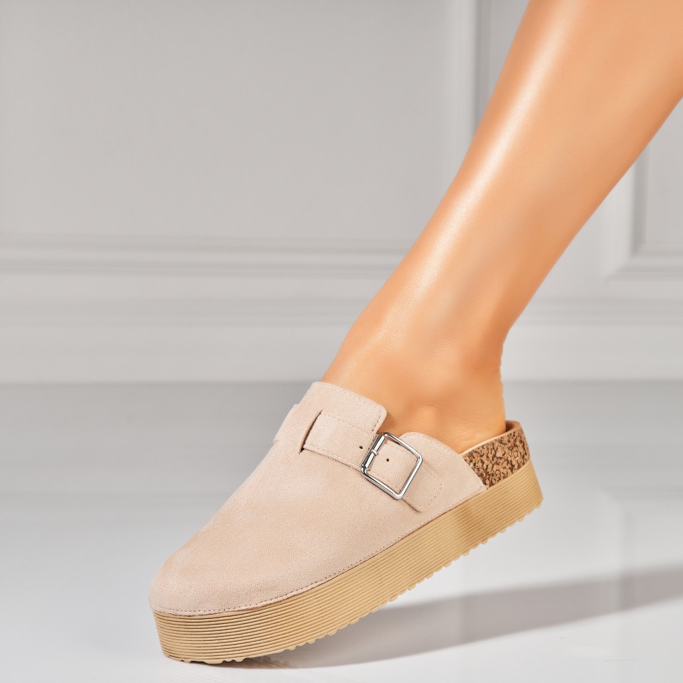 Poze Papuci/Slapi Kaki din Piele Ecologica Intoarsa Zaylen