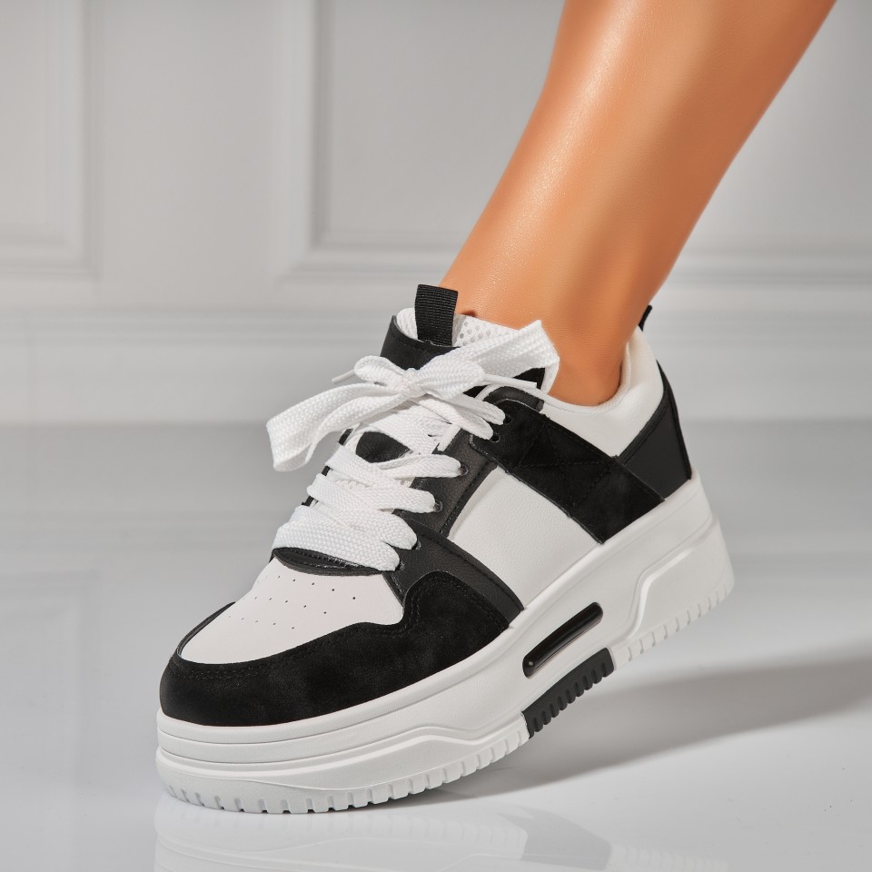 Poze Adidasi Dama Negri din Piele Ecologica Jenevy