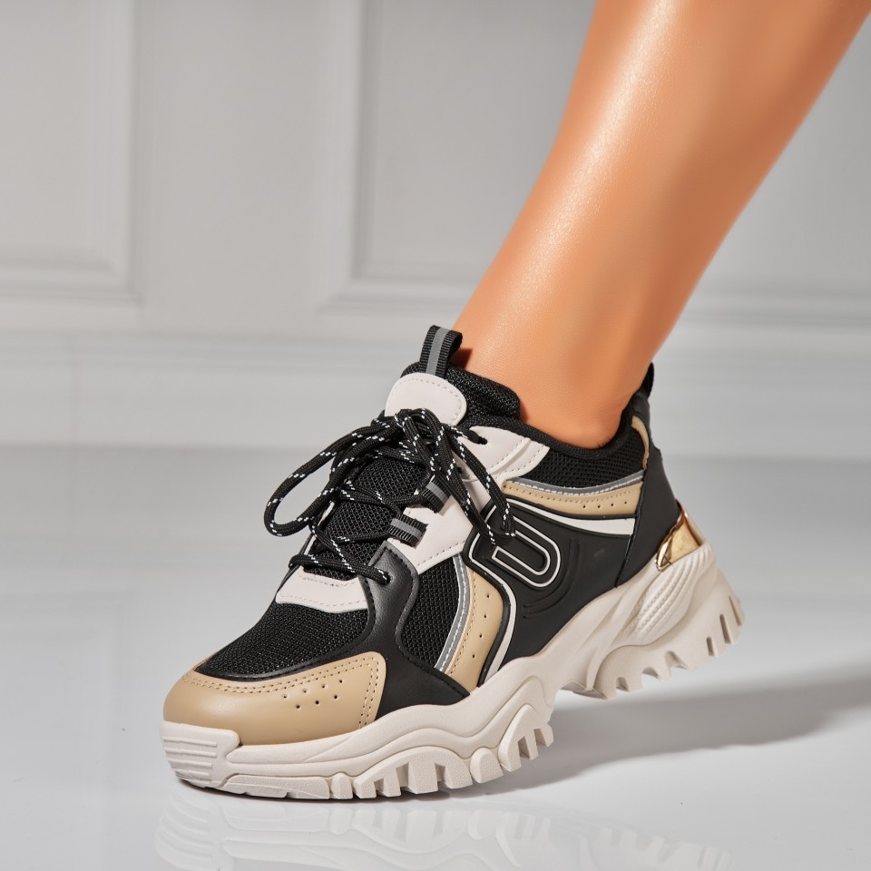 Poze Adidasi Dama Negri din Piele Ecologica Zahlee