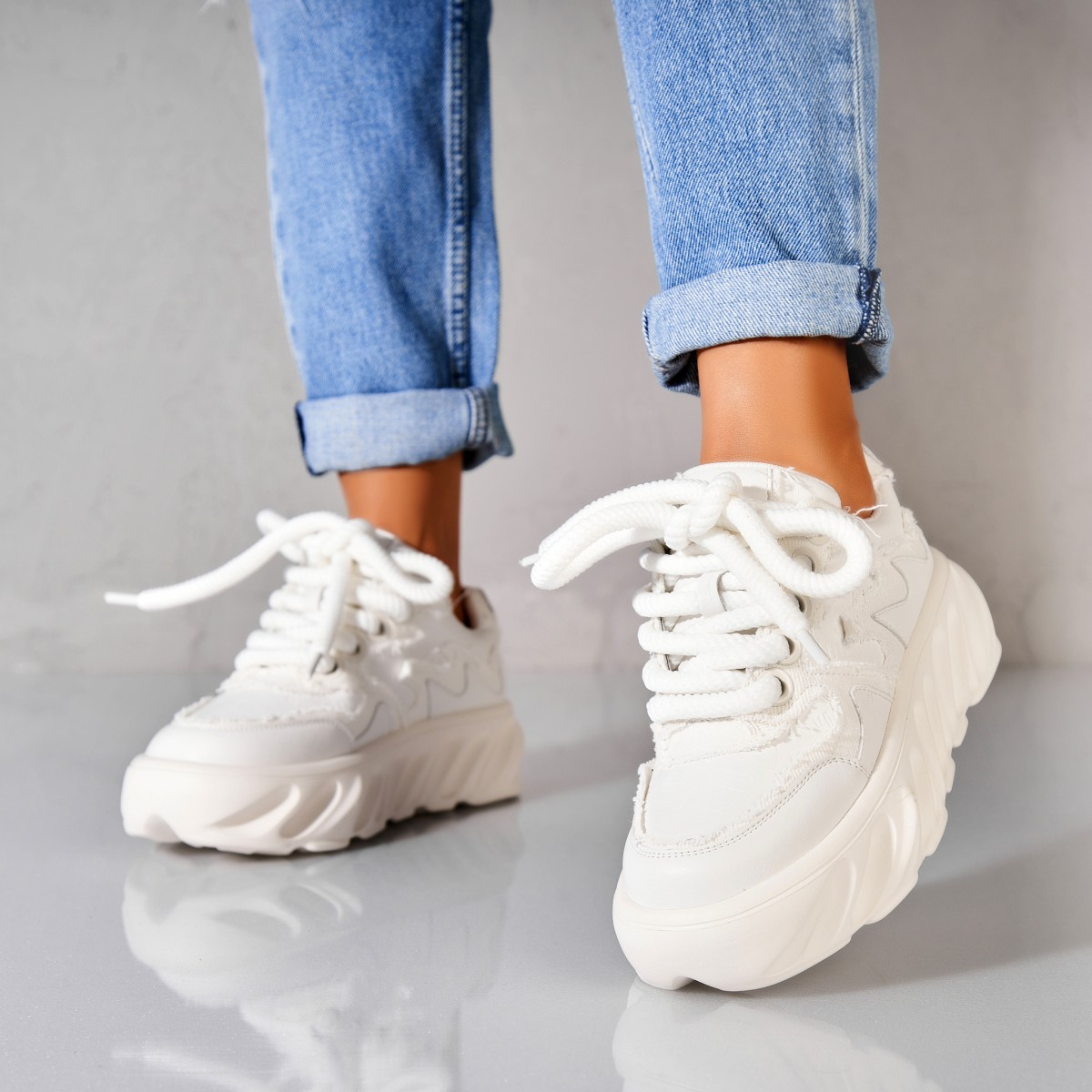 Poze Adidași damă Piele Ecologica Alb Deyvi