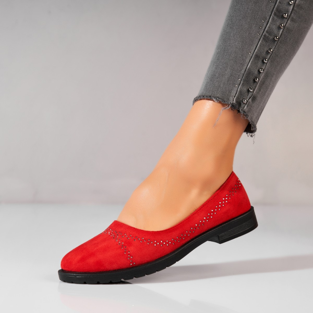 Poze Balerini dama Piele Ecologica Intoarsa Rosu Mayda