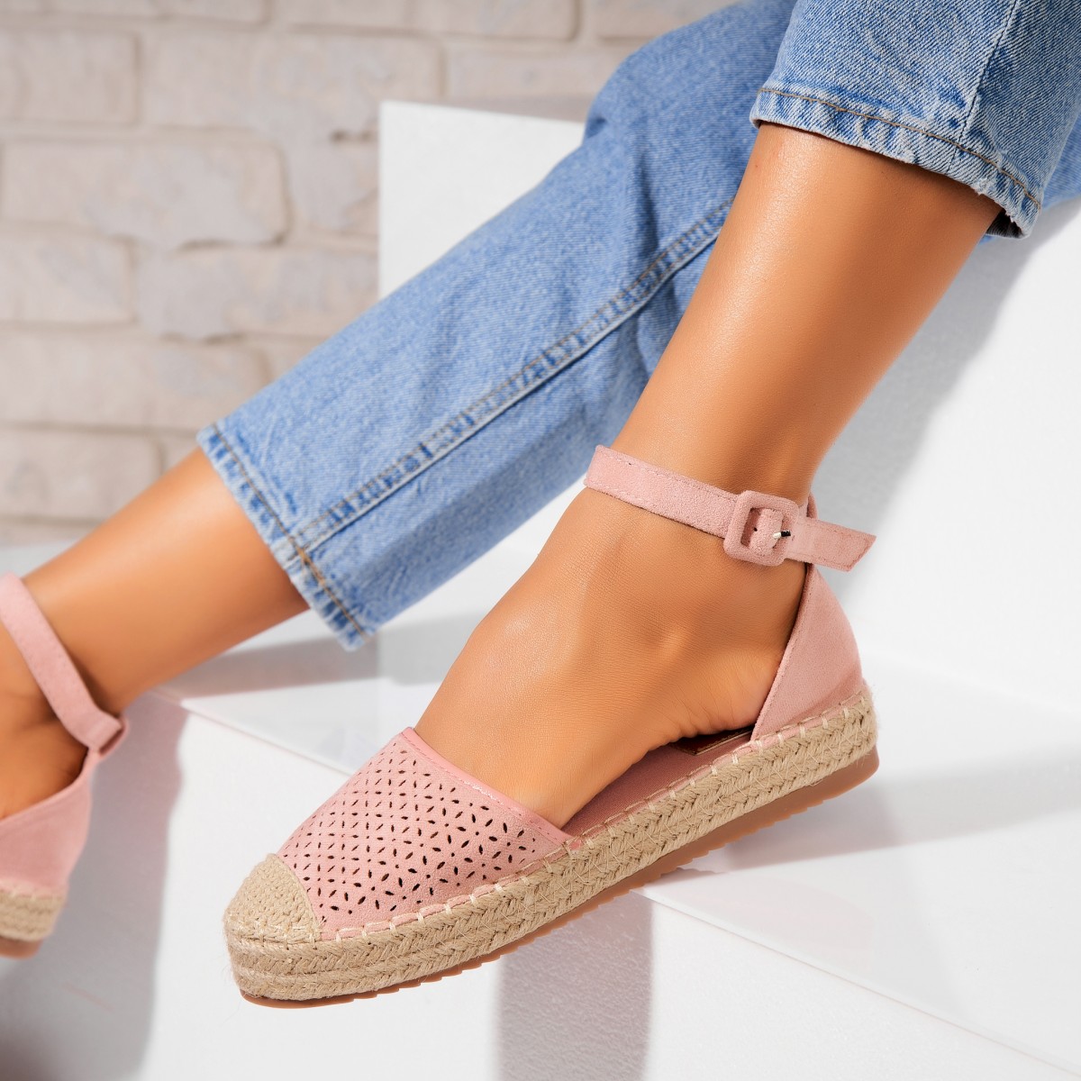 Poze Espadrile dama Roz din Piele Ecologica Intoarsa Lailah