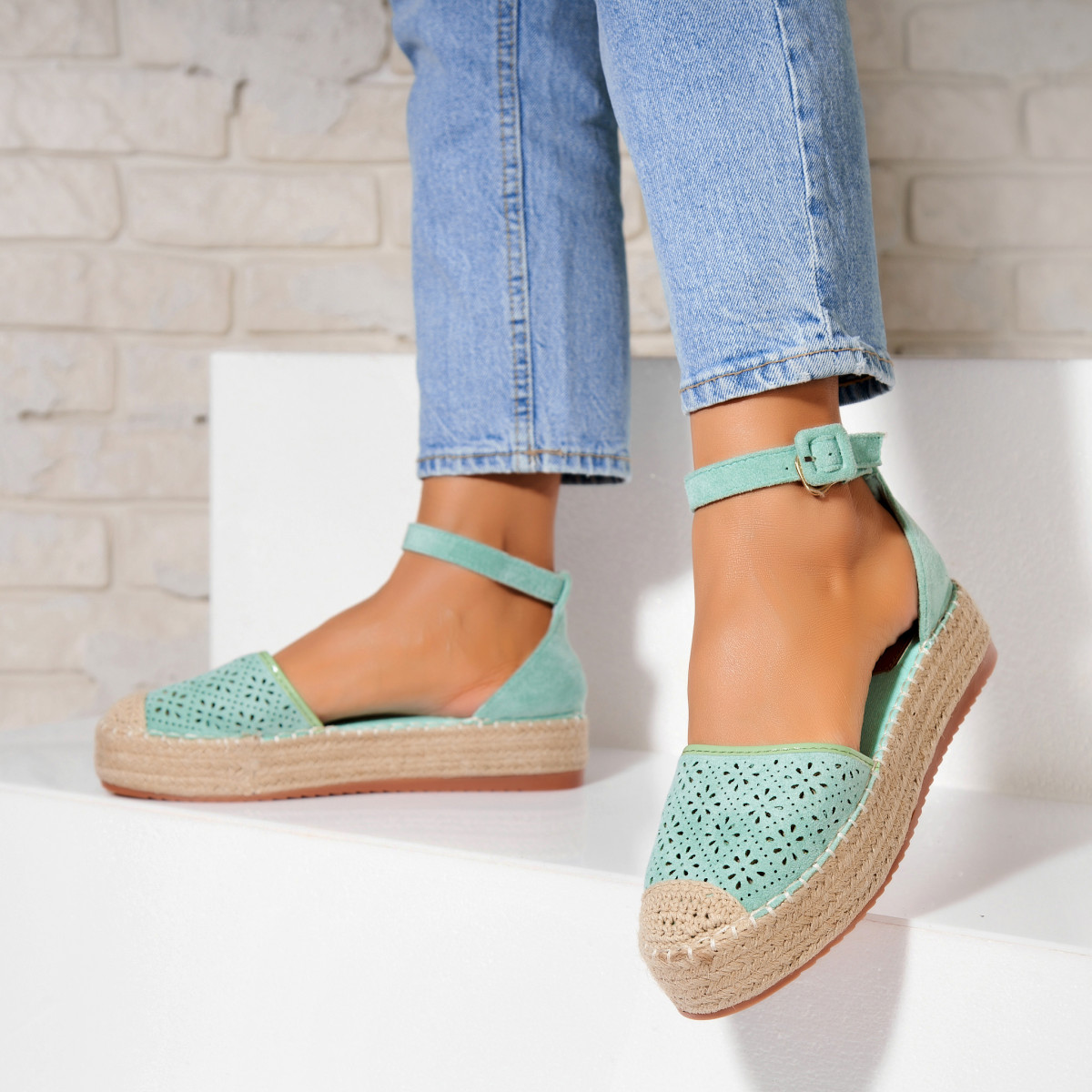 Poze Espadrile dama Verzi din Piele Ecologica Intoarsa Eastyn