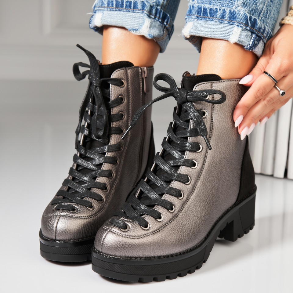 Poze Ghete Dama Imblanite Bronz din Piele Ecologica Alva