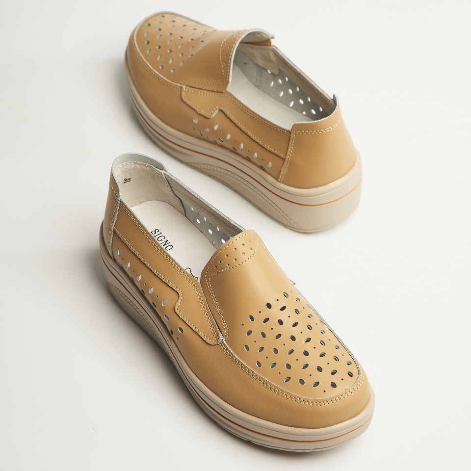 Poze Mocasini dama Piele Naturala Bej Nazari