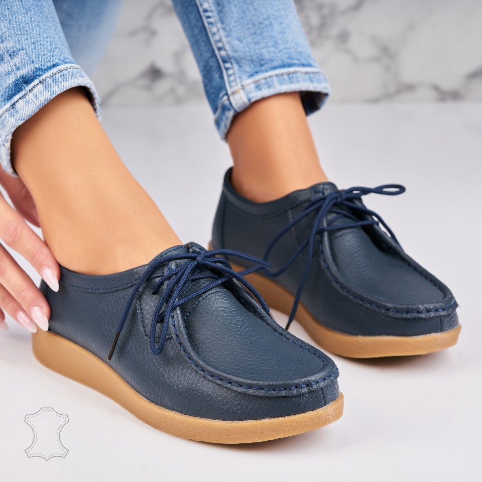 Poze Mocasini dama Piele Naturala Bleumarin Harla