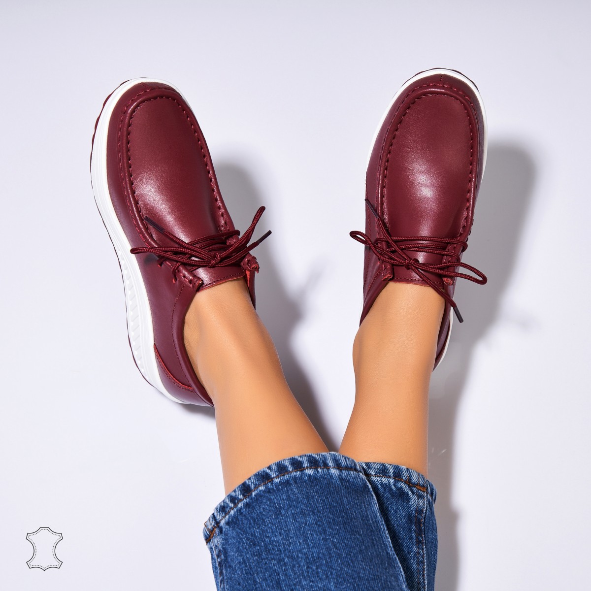 Poze Mocasini dama Piele Naturala Bordo Judea