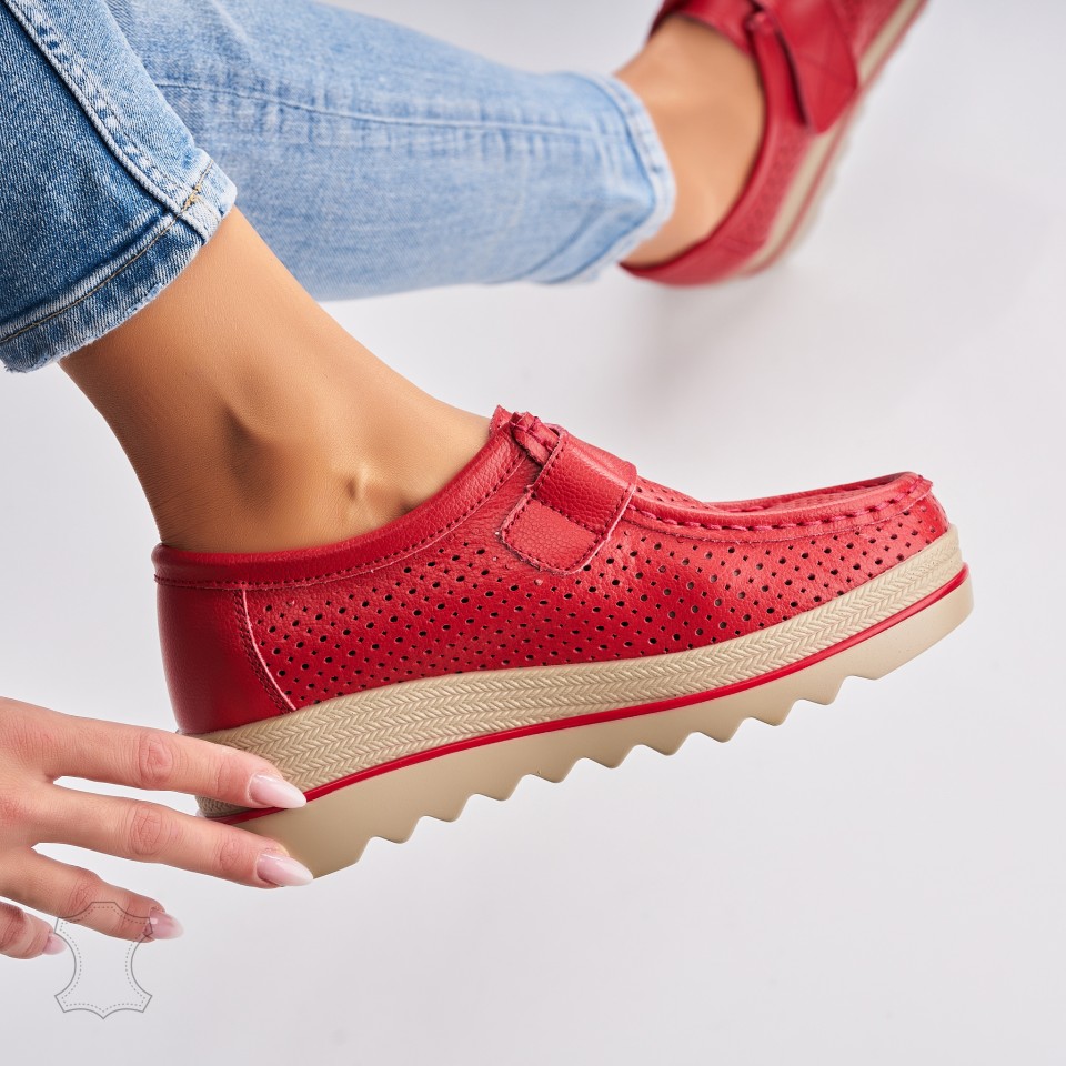 Poze Mocasini dama Piele Naturala Bordo Kya