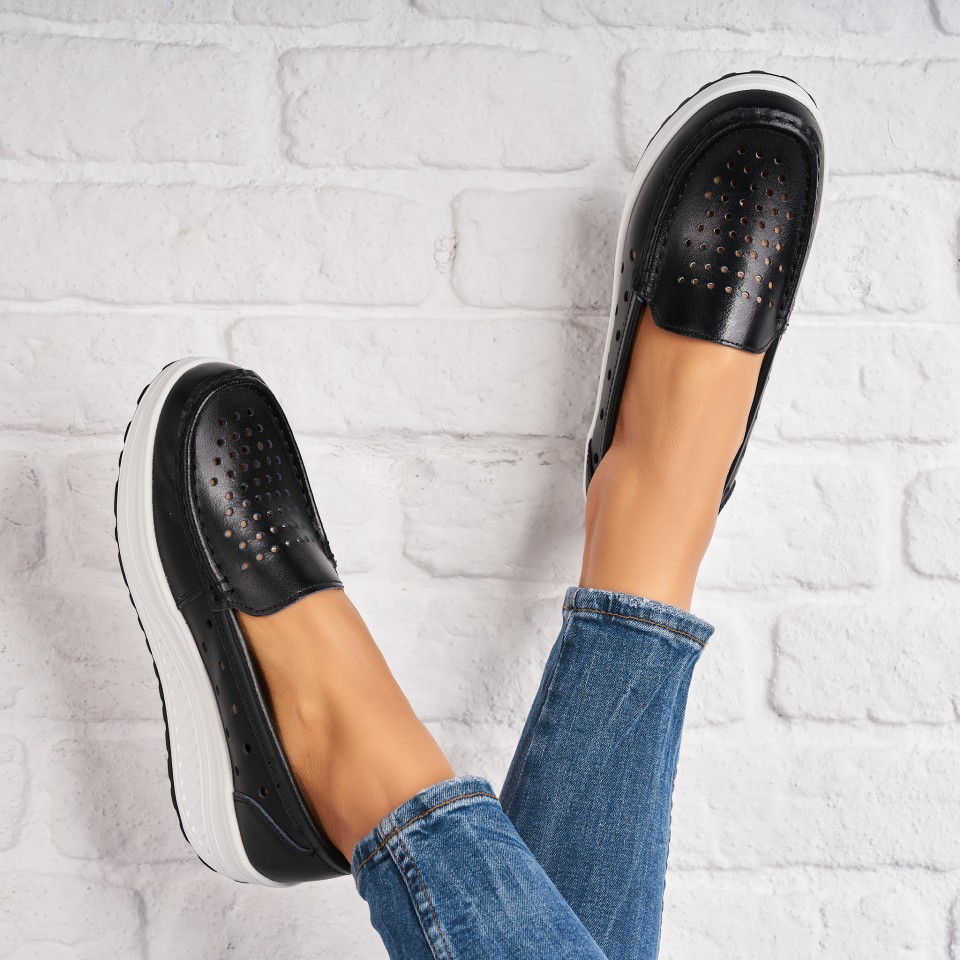 Poze Mocasini dama Piele Naturala Negri Anzal