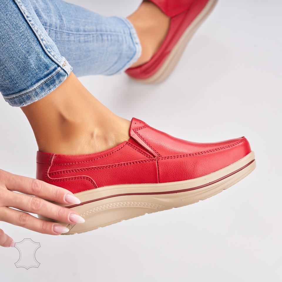 Poze Mocasini dama Piele Naturala Rosii Crue