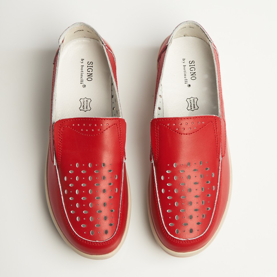 Poze Mocasini dama Piele Naturala Rosii Nazari